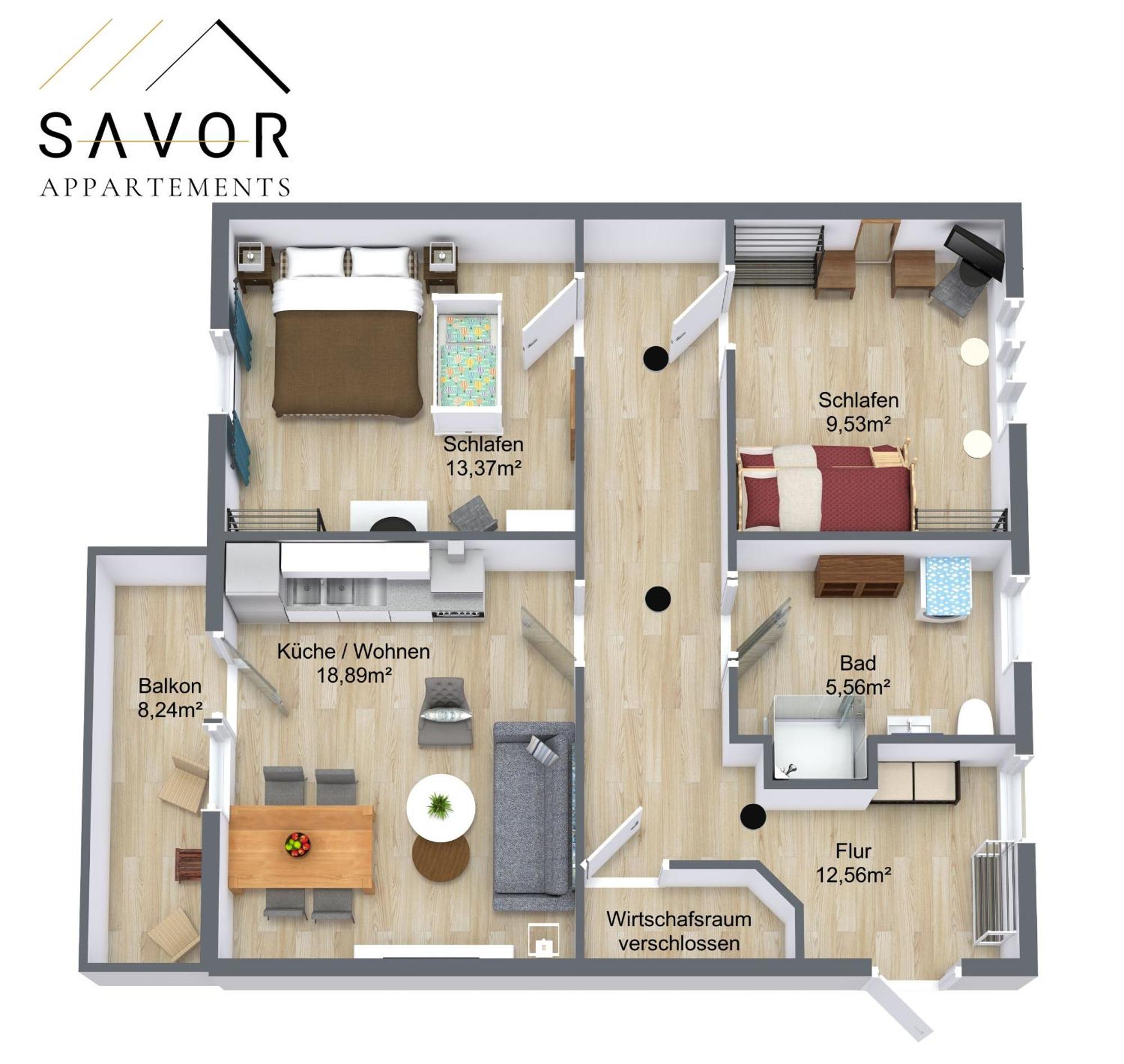 Savor Appartement 5 Personen 2 Schlafzimmer Babybett Netflix Balkon Zentrum بوتسن المظهر الخارجي الصورة